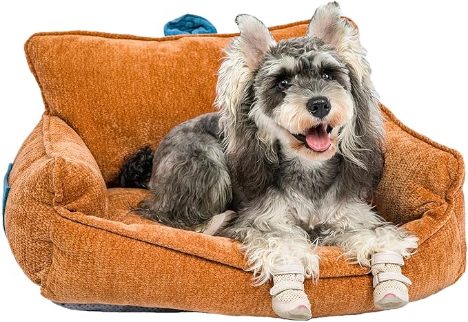 Orthopedic Dog Bed with Memory Foam, Washable Plush Pet Bed for Small, Medium & Large Dogs, Cozy Bolster Crate Dog Bed for Joint Support & Comfort.(Orange)
