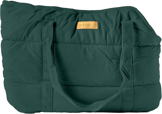 Plush Dog Purse Carrier for Small Dogs, Soft Dog Tote Bag with Safety Harness Clip, Cozy Pet Carrier for Dogs Under 15 lbs, Comfortable Dog Shoulder Carrier for Travel, Green