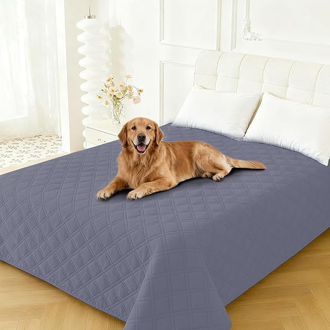 Waterproof Dog Blanket, Non-Slip Soft Pet Bed Cover, Couch Cover for Dogs Washable, Protects Sofa, Furniture, Crate, Car, Tear Resistant Leakproof Pet Blanket (30x70 Inch, Grey Blue)