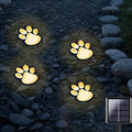 Paw Print Solar Lights - Set of 4 Pack Dog Animal Lights Waterproof,Paw Print Solar Lighting Outdoor Garden, Pet Lover’s Garden Path Lighting, Walkway Lighting for Yard (Warm White)