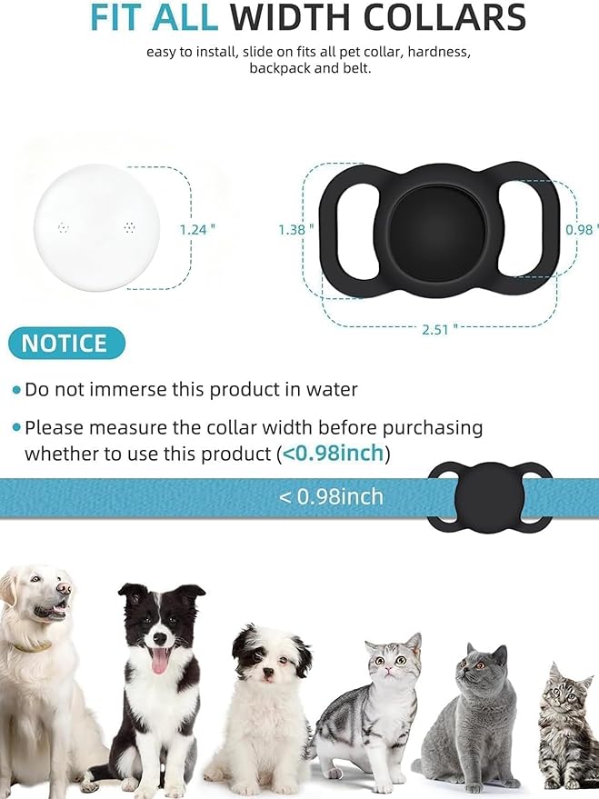 GPS Tracker for Dog (2 Pack), Mini GPS Cat Tracker, Smart Pet Activity Tracker (iOS Only), No Monthly Fee, Compatible with Apple Find My, Anti-Lost, Finder Tag for Vehicles/Pets/Items