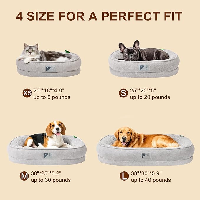 Orthopedic Dog Bed for Large Dog,Washable with Removable Cover&Non-Slip Bottom Couch Bed with Four-Sided Cushions Grey L
