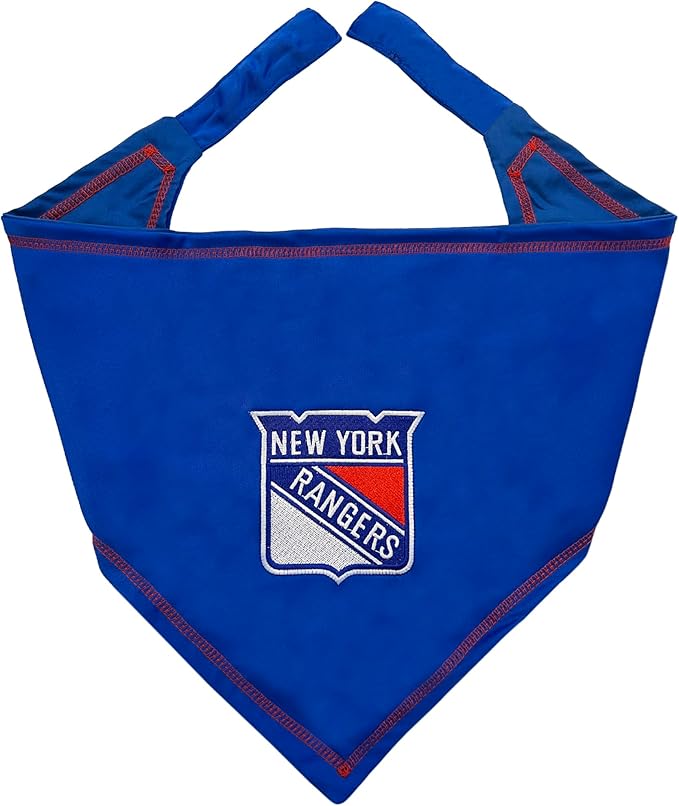 Pets First NHL New York Rangers TIE Bandana, Size Large/X-Large. Dog Bandana Scarf Bib for Pet Cat Dog. The Ultimate Game-Day, Party Bandana