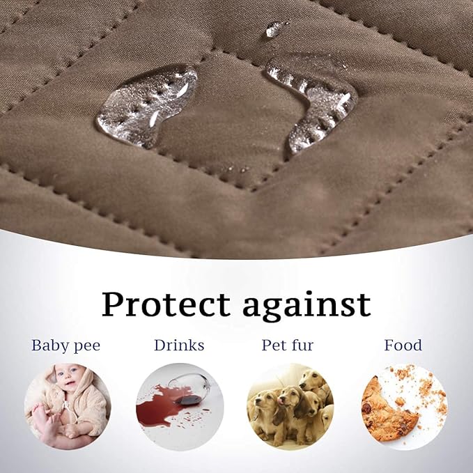 H.VERSAILTEX Futon Cover Reversible Sofa Slipcover Furniture Protector Water Resistant 2 Inch Wide Elastic Strap Futon Sofa Bed Pets Kids Dog Cat Fit Sitting Width Up to 70"(Futon, Taupe Brown/Beige)