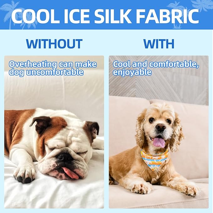 PAWCHIE Dog Cooling Bandana Small, 4 Packs Ice Cool Pet Triangle Scarf Bibs Reversible Styles, Summer Adjustable with Two Snaps, Kerchief Set Accessories for Dogs, Puppy, Cats