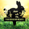 Personalized Rabbit Memorial Stakes – Metal Grave Markers for Rabbits, Sympathy Garden Decor Sign, Remembrance Flower Plaque, Pet Loss Gifts, Customized Rabbit Tombstone with Name