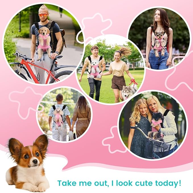 Mosago Dog Backpack Carrier, Thick Straps & Cushion, Pet Sling Front Backpacks for Small Medium Dogs 7-11 Lbs, Legs Out, Adjustable Wearable Puppy Chest Travel Bag, Easy-Fit for Hiking/Walking/Camping
