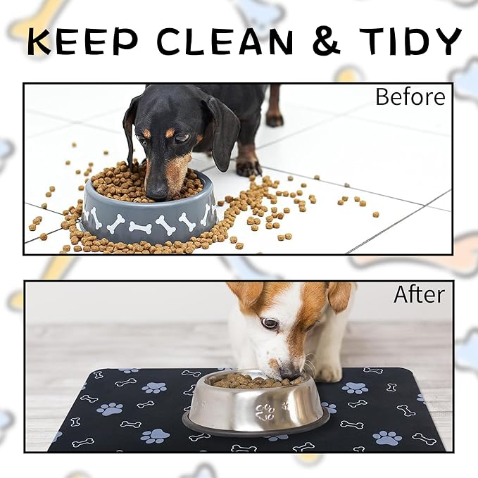 Pet Cat Dog Food Mat Non Slip Mat for Dog Water Bowl Mat Quick Dry Absorbent Cat Feeding Mat, 24 * 16.9 in, Green