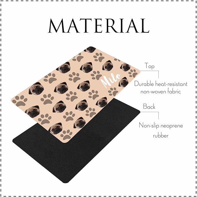 Personalized Dog Cat Mat with Name Photo Custom Placemat Feeding Mats for Food and Water Customized Non-Slip Waterproof Doormat for Bowls Outdoor Indoor Floors Gifts for Pet Owner