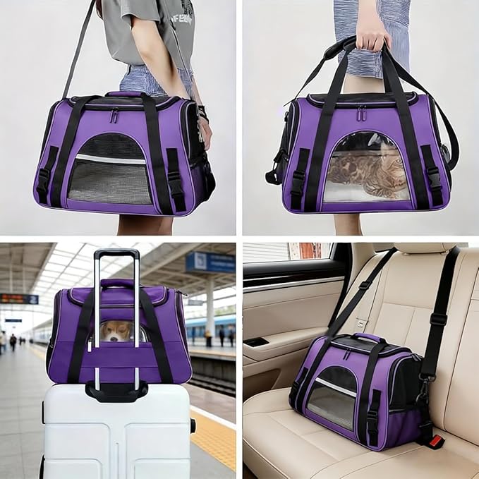 Cat Carriers, Dog Carriers, Pet Carriers – Airline-Approved Soft-Sided Bag for Cats & Small Dogs (Up to 15 lb), Foldable, Breathable Mesh, Privacy Cover, Washable & Lightweight