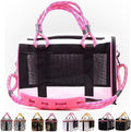Buddy's Best Airline Approved Pet Carrier – White & Pink Heavy Duty, Fits Under Seat, TSA Compliant, Ventilated Mesh Design w/Waterproof Base & Reflective Safety Strips