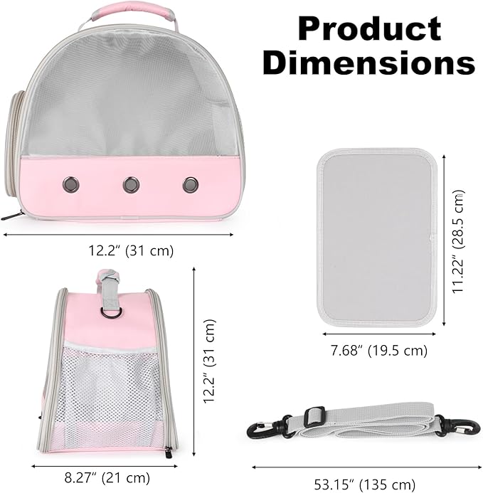 Ventilation Carrier for Bearded Dragon,Guinea Pig Carrier,Guinea Pig Carrier for 2,Reptile Travel Carrier for Lizards Sugar Glider Hedgehog Rat Parrot Birds,Airline Approved Pink
