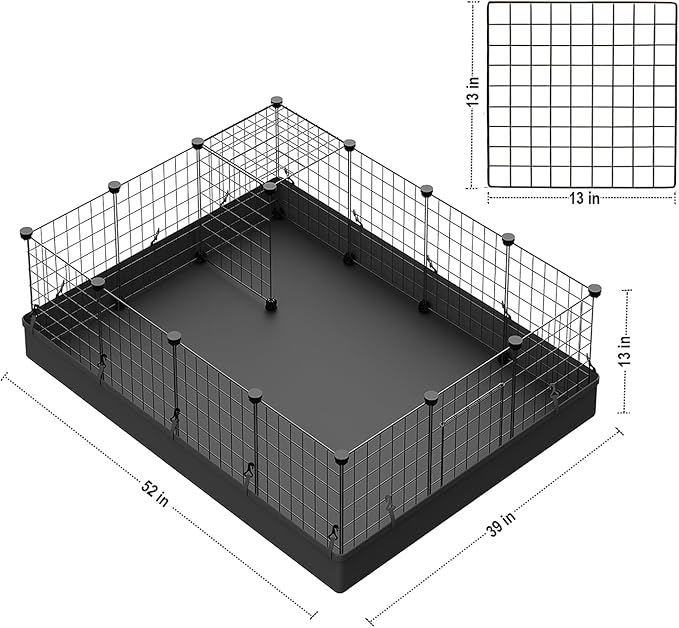 LANGXUN 16pcs Small Animal Playpen with Waterproof Mat, Pet Playpen, Rabbit Guinea Pig Cages, Puppy Kitten Playpen | Indoor & Outdoor Portable Metal Wire Yard Fence 13"x13"