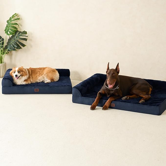 EHEYCIGA Extra Large Dog Bed Othorpedic, Memory Foam XL Dog Bed with Washable Removable Cover, Waterproof Pet Sofa Couch XLarge Size Dogs with Nonskid Bottom, 44x32x6.5, Navy Blue
