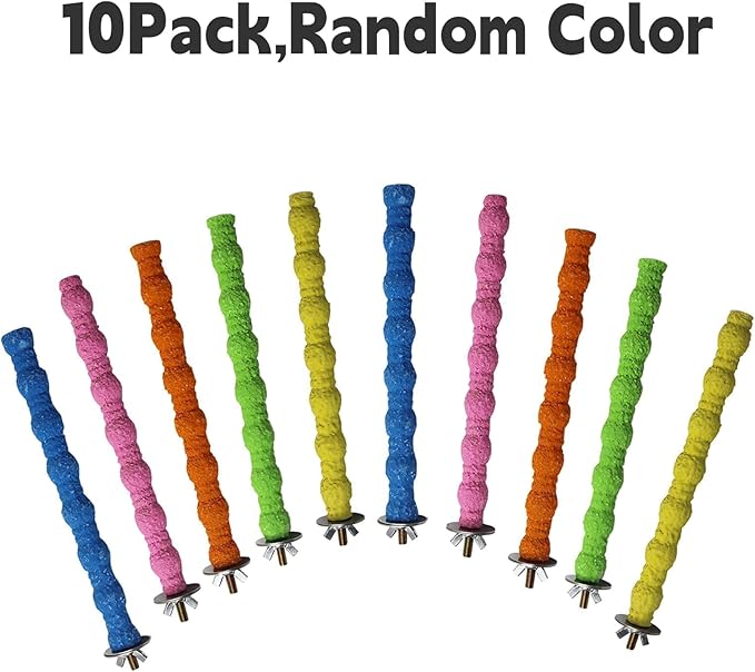 kathson 10PCS Bird Perch Parrot Stand Cage Accessories Natural Wooden Stick Paw Grinding Rough-surfaced Chew Toy for Cockatiels,Cockatoo,Lorikeet,Conure,Parakeet (Random Color,7.9inch)