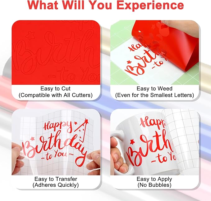 Red Permanent Vinyl - Red Adhesive Vinyl Roll for All Cutting Machine, Permanent Outdoor 12" x11FT for Decor Sticker, Car Decal, Scrapbooking, Signs, Glossy & Waterproof