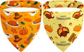 Thanksgiving Dog Bandanas with Snap Button, 2 Pack Adjustable Fall Bandanas for Small, Medium, and Large Dogs, Pumpkin Pet Scarf for Autumn Costume Accessory & Photo Shoot (Large)
