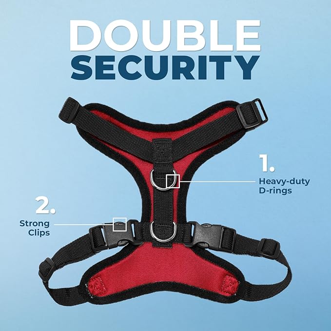 Voyager Step-in Pet Harness - All Weather Mesh, Adjustable Step in Harness for Cats and Dogs by Best Pet Supplies - Red/Black Trim, XL