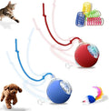 2-Pack Interactive Cat Toys Ball for Indoor Cats＆Dogs,Automatic Cat Toy 360° Auto-Rotation Smart Obstacle Avoidance,Includes 4 Cat Spiral Spring,Cat Enrichment Toys for Indoor Cats (RedBlue)