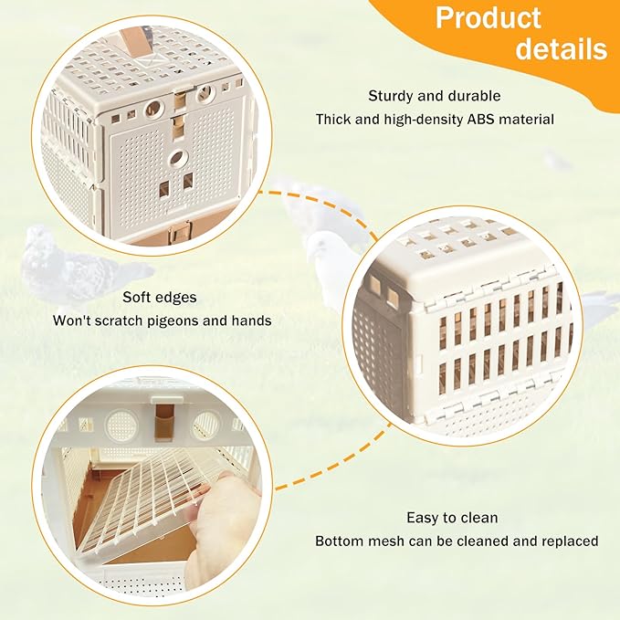Folding Pigeon Cage Racing Pigeons Travel Cage Pairing Cage Plastic Two Doors Nest Box for Training and Release, Competition(S)