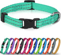 Joytale Small Dog Collar, Reflective and Adjustable Nylon Collar with Quick-Release Buckle, Lightweight No-Choke Design for Puppy and Extra Small Dogs, Teal, XS