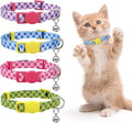 azuza 4 Pack Breakaway Plaid Kitten Collar with Bell, 4 Pack Quick Release Safe Buckle Cat Collars, 4 Colors Checkered Pattern, Adjustable from 6"-8"