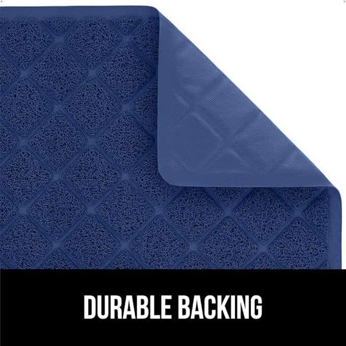 GORILLA GRIP Cat Litter Box Mat, 35x23, Water Resistant, US Designed Kitty Litter Trapping Mats, Easy to Clean, Scatter Control, Less Mess and Clean Floors, Kitten Supplies for Indoor Cats, Navy Blue