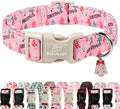 Christmas Dog Collar for Large Dogs - Cute Xmas Tree Print Pink Christmas Collars for Dogs, Soft Adjustable Winter Holiday Dog Collars with Quick Release Buckle L