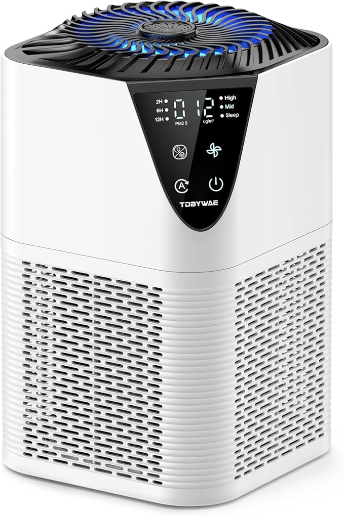 Air Purifiers for Home Large Room up to 1750 Sq Ft, H13 True HEPA Filter Air Purifiers for Bedroom Smoke/Pet Dander/Pollen, 25dB Quiet for Home,Bedroom,Office (White)
