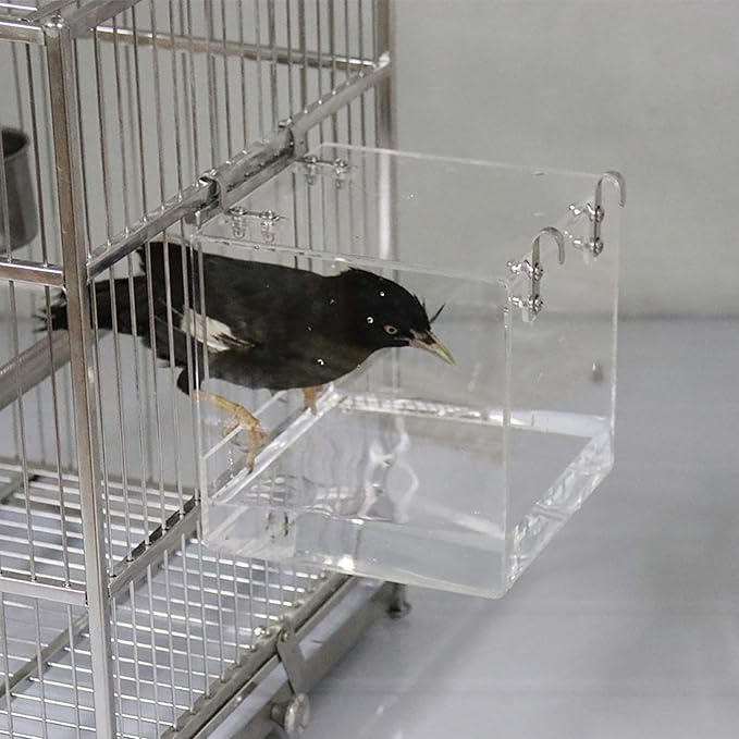 Hanging Bird Bath Cube Bird Bathtub Bath Shower Box Bowl Cage Accessory for Bird Canary Budgerigar Parrots Crested Myna Cockatiel, Big