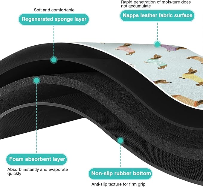Dachshund Dog Food & Water Mat, Pet Feeding Mat for Floor Non-Slip Waterproof, Super Absorbent Cat Bowl Mat, Easy to Clean Eco-Friendly Durable Pet Placemat,24" × 32"