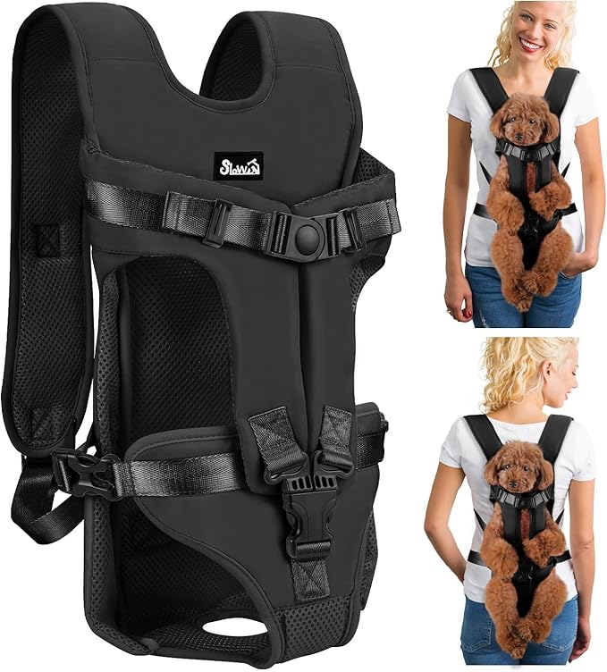 Lukovee Dog Backpack Carrier, Legs Out Easy-fit Dog Front Carrier for Small Medium Dogs,Adjustable Hands Free Dog Chest Carrier for Hiking Cycling (Black,X-Large)