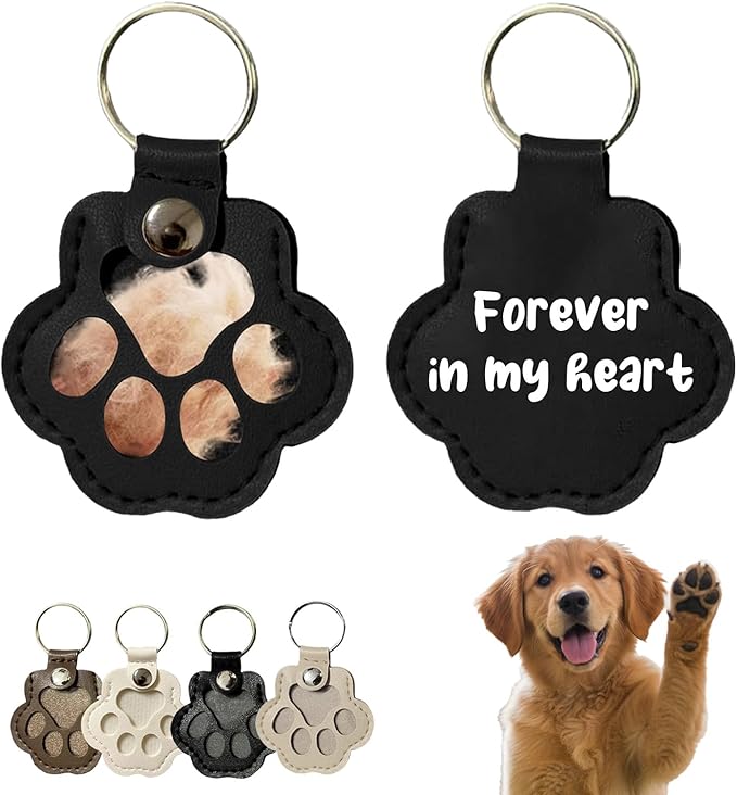 Personalized Dog Hair Keychain Pet Fur Keepsake Pet Memorial Cute Storage Keychains Cat Paw Shaped Key Chain to Store Fur