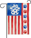 Dyrenson 4th of July Dog Cat Paw Prints Decorative Garden Flag, Patriotic America Watercolor Yard Outside Home Decorations Pet Lover Gift, American USA Burlap Outdoor Small Decor Double Sided 12 x 18