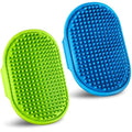 Dog Grooming Brush, Pet Shampoo Bath Brush Dog Grooming Shedding Brush Soothing Massage Rubber Comb with Adjustable Ring Handle for Long Short Haired Dogs and Cats 2pcs