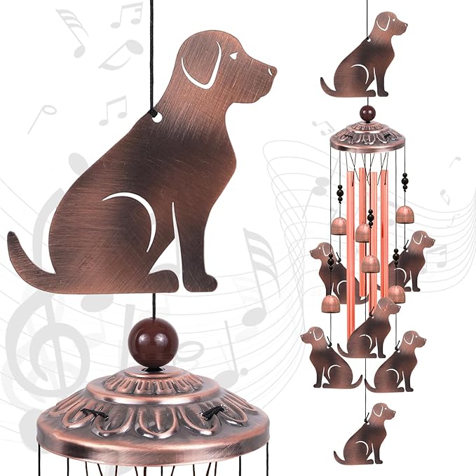 Outdoor Dog Wind Chimes, Gifts for Mom & Grandma & Family, Music Wind Catcher, Mobile Wind Bells, Memorial WindChimes, Blessing Windchime for Garden/Home/Balcony/Lawn/Yard/Indoor/Outside Decoration