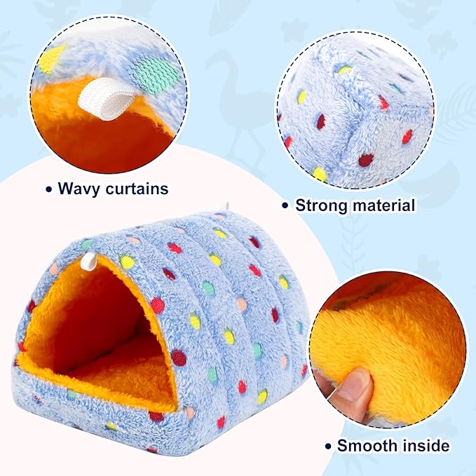 2 Pack Bird Nest House, Hanging Hammock Fluffy Parrots Bird Bed for Cage Bird Plush Nest Toy for Parrot Macaw Budgies Eclectus Parakeet Cockatiels Cockatoo Lovebird