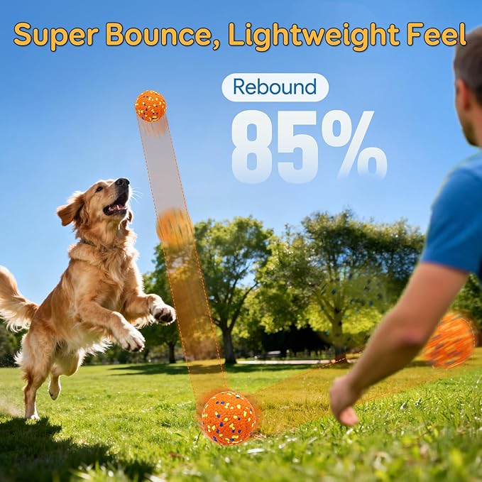 Dog Balls, Indestructible Tennis Balls for Aggressive Chewers, ETPU High-Bounce Floating Fetch Toys for Small & Medium Large Puppies, 4 Pack 2.75''