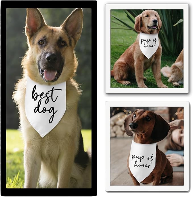 Wedding Gifts pup of Honor Best Dog Bandana Pet Scarf Wedding Photo Prop Pet Accessories for Dog Lovers Owner Gift Engagement Party Bridal Shower Decorations