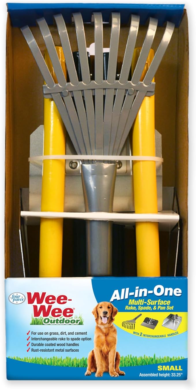Four Paws Wee-Wee Pooper Scoopers for Dogs l Outdoor Rake l Spade & Pan l Pooper Scooper Set,Black