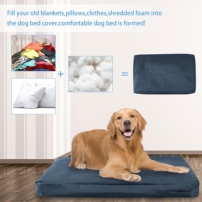 Waterproof Dog Bed Cover Replacement for 36 Inch Wire Crates, Heavy Duty Oxford Fabric Pet Bed Sleeve with Zipper, Washable & Durable Mattress Protector for Puppy,34" L x 22" W x 3.5" H(Cover Only)