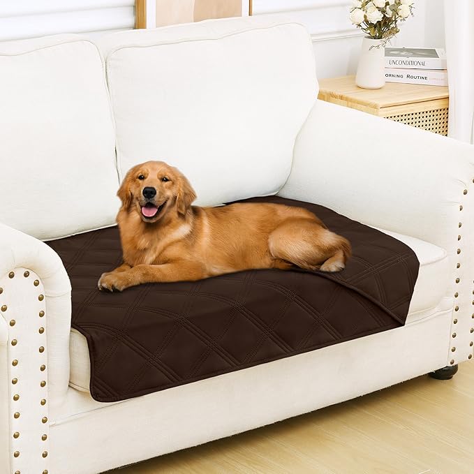 Smiry Waterproof Dog Bed Cover Blanket 30x53, Soft Reversible Pet Blanket, Washable Leakproof Cats Dogs Couch Cover for Sofa, Couch, Furniture, Chocolate/Chocolate