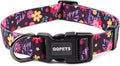 QQPETS Adjustable Soft Dog Collar: Print Flower Pink Multicolor Cute Patterns for XS Small Medium Large Pet Girl Boy Puppy Walking Running Training (S, Elegant Purple)