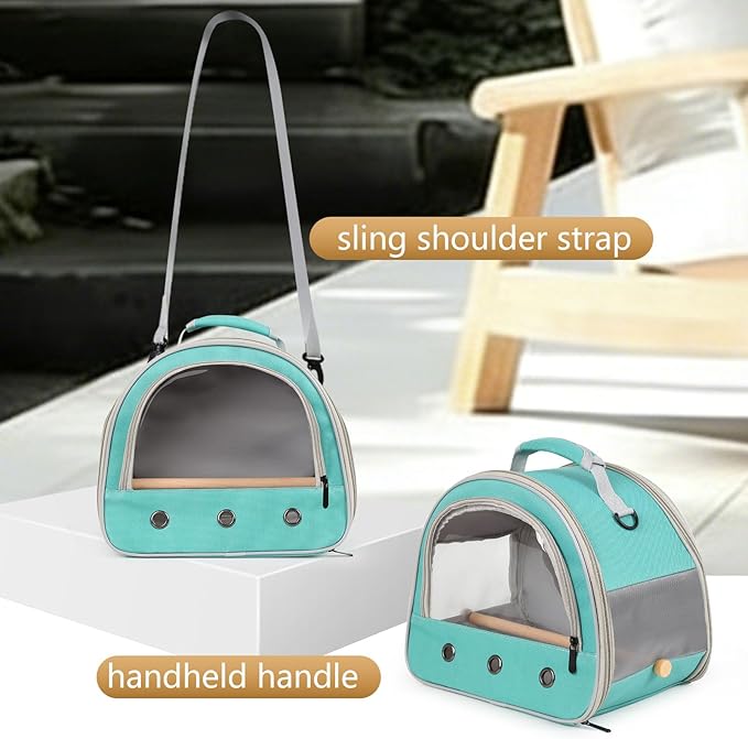 halinfer Small Bird Travel Carrier for Parakeet Budgies Parrot Cockatiel Conure, Portable Lightweight Clear Front Window with Horizontal Bar for 2 Birds Standing Perch