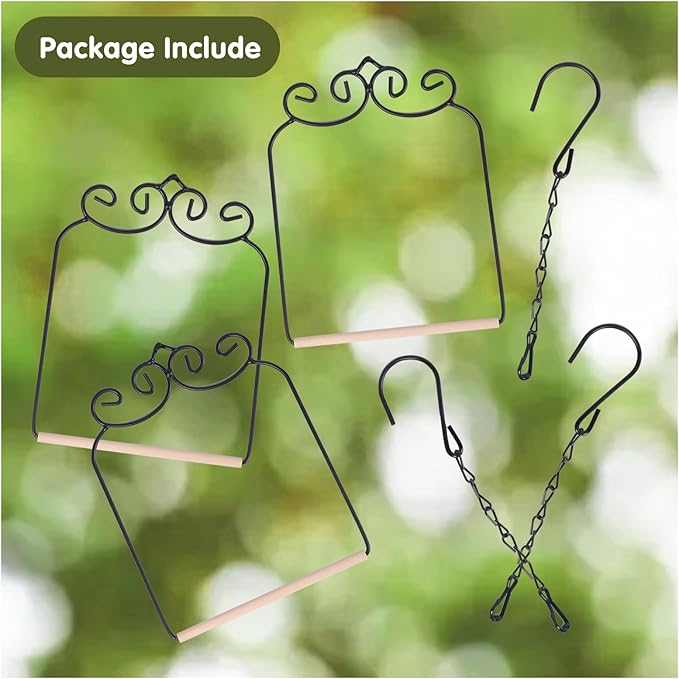 3PK Metal Frame Hummingbird Swings and Perches with Wooden Dowel Black Bird Swing Outdoor Bird Perch Humming Bird Swing (3PK)