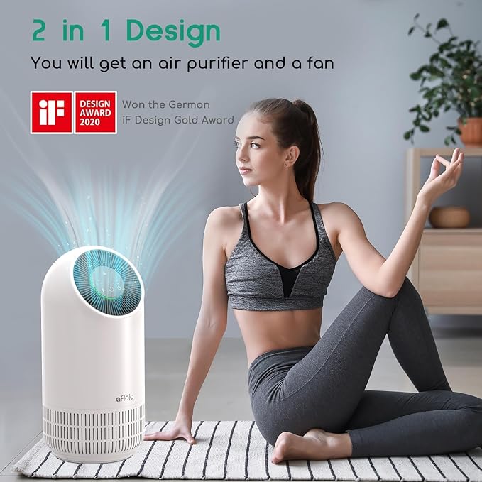 Afloia Air Purifiers for Home Large Room Up to 880 Ft², Efficient Filter Air Cleaner for Allergies, Pets Hair Odor Dust Smoke Mold Pollen, Fillo White