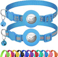 Joytale AirTag Cat Collar 2 Pack with Breakaway Safety Buckle, Reflective Cats Collar with AirTag Holder, Adjustable 7.5-12.5 Inch, Anti-Fraying Lightweight for Girl Boy Kitten, Sky Blue