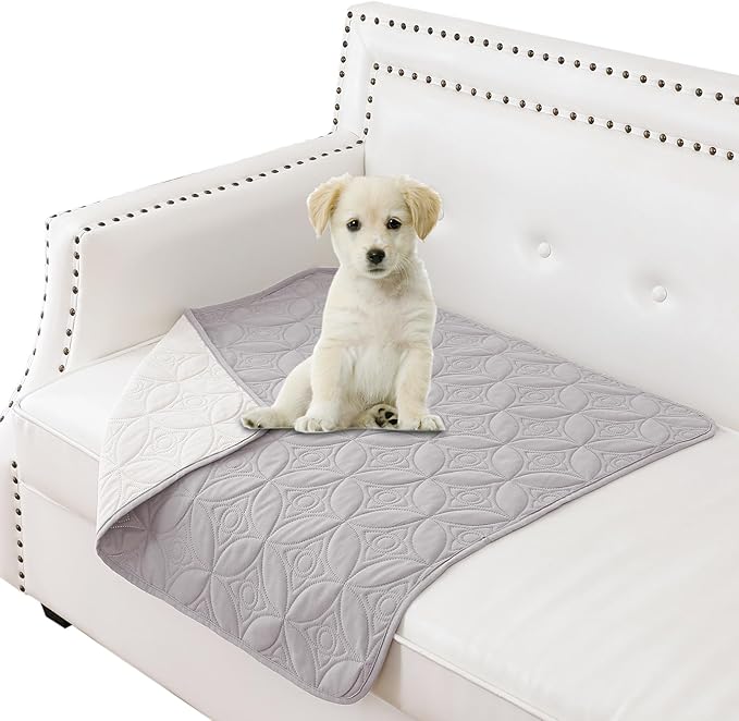 Waterproof Dog Blanket, 30x30 inches Small Pet Couch Covers for Sofa, Chair Bed Furniture Protector from Dogs Washable and Reversible-Lightgrey+Cream