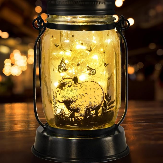 kyoryuger Capybara Gifts for Women/Men Capybara Solar Lanterns Mom Grandma Birthday Present Lantern Memorial Lights Solar Garden Decoration Outside for Yard, Patio,Backyard,Porch Torches