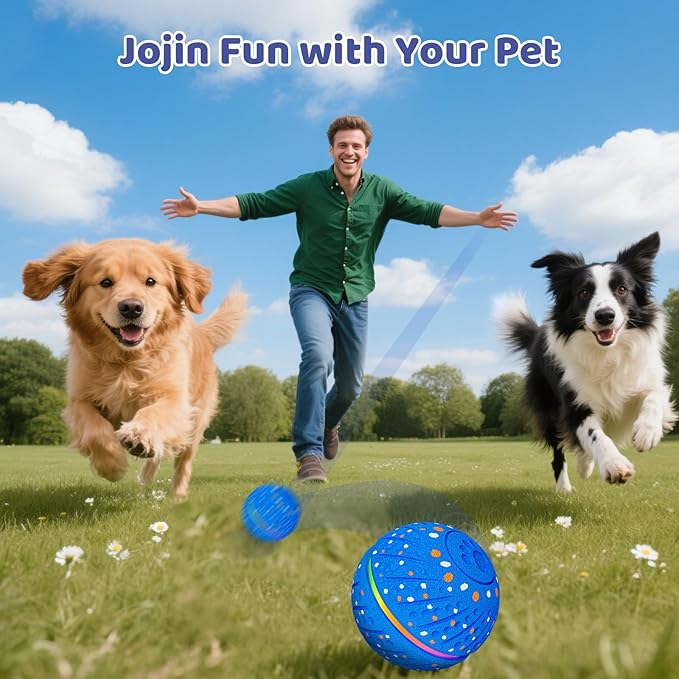 Interactive Dog Toys Ball - Smart Moving Bouncing Dog Ball with Colorful Lights, E-TPU Material, 3 Play Modes Automatic Rolling Dogs Toy for Small Medium Dogs Keep Them Busy(Blue)